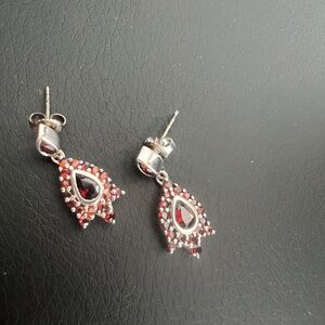 Sterling silver and garnet dangle earrings